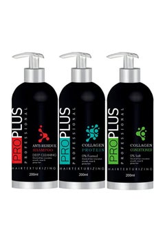 Pro Plus Professional Protein Collagen Hair Texturizing Kit 3x200 ml  - Image 1
