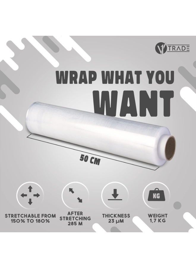 One Ultra Clear Stretch Wrap Roll for Furniture and Moving, Board Sheet, Hand Stretch Film, Packing Paper Roll, Wrapping and Packing Tools, 50cm/1200gsm  - Image 2