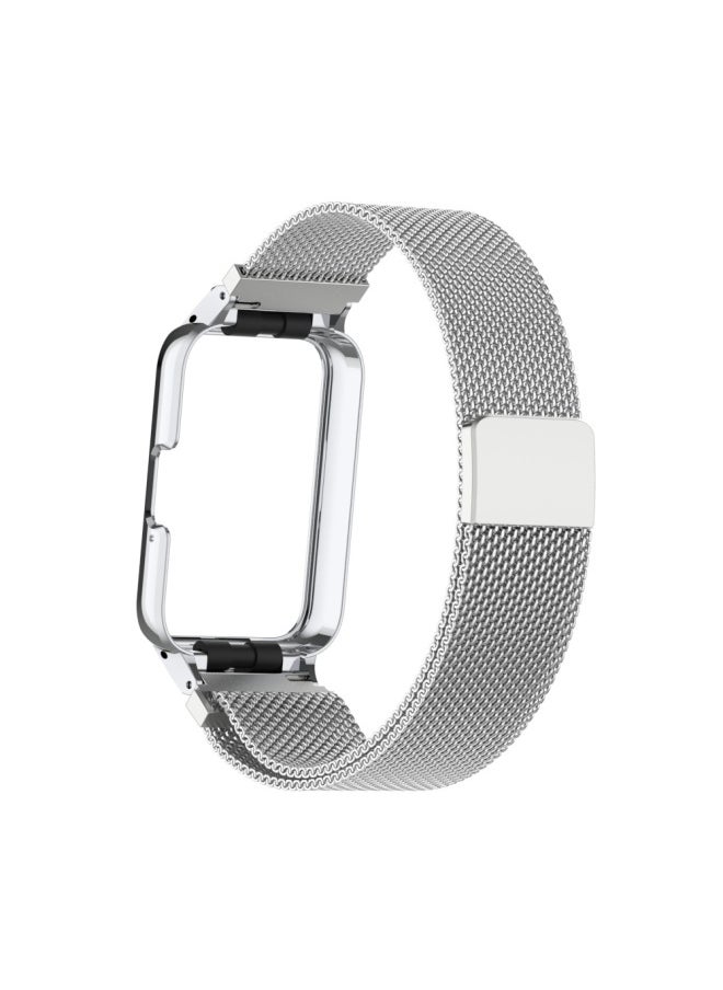 Generic - For SamsungFit3 Milan Magnetic Strap Metal Frame Milanese Nice Metal Strap For SamsungGalaxy Fit3-Color:Rose Powder [silver Frame]] - Image 1