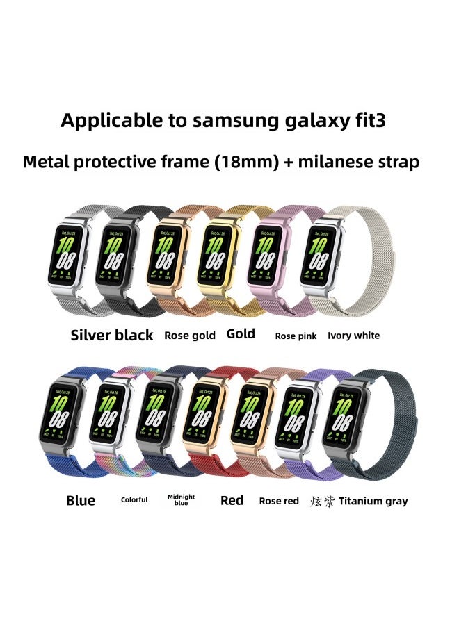 Generic - For SamsungFit3 Milan Magnetic Strap Metal Frame Milanese Nice Metal Strap For SamsungGalaxy Fit3-Color:Rose Powder [silver Frame]] - Image 1