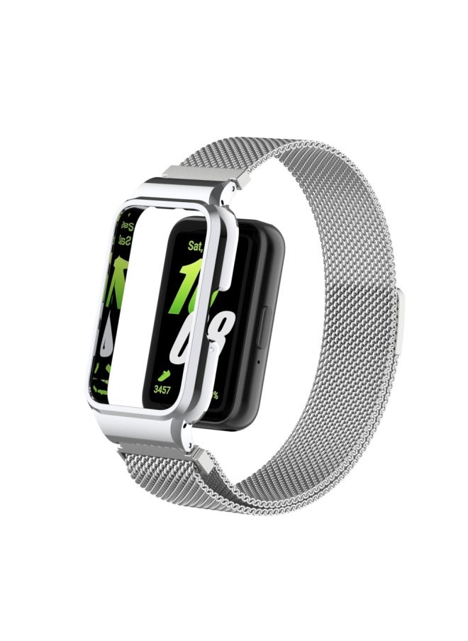 Generic - For SamsungFit3 Milan Magnetic Strap Metal Frame Milanese Nice Metal Strap For SamsungGalaxy Fit3-Color:Rose Powder [silver Frame]] - Image 1