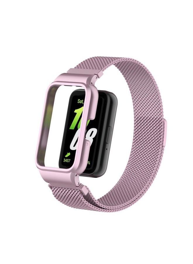 Generic - For SamsungFit3 Milan Magnetic Strap Metal Frame Milanese Nice Metal Strap For SamsungGalaxy Fit3-Color:Rose Powder [silver Frame]] - Image 1