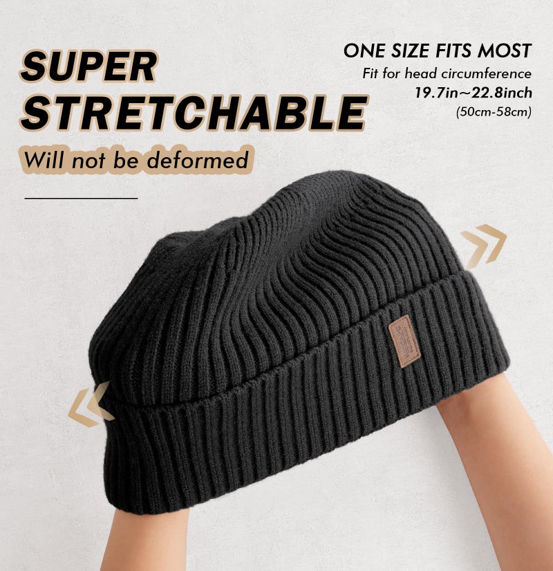 Wmcaps Beanie Winter Hats for Men Women, Fleece Lined Beanie Warm Winter Beanie Unisex Fashion Knit Cuffed Cap (Light Blue) - Image 3