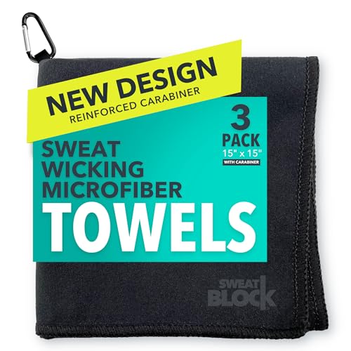 SweatBlock Microfiber Sweat Absorbing Handkerchiefs for Face Hands and Body 15x15 Inch 3 Pack Black Reusable and Machine Washable Towels for Gym Sports Workouts Travel or Daily Use for Men and Women - Image 1