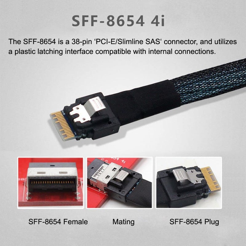 Chenyang كابل SFF-8611 إلى SFF-8654، OcuLink PCIe PCI-Express SFF-8611 4i إلى SFF-8654 كابل بيانات SSD نشط 50 سم - Image 4