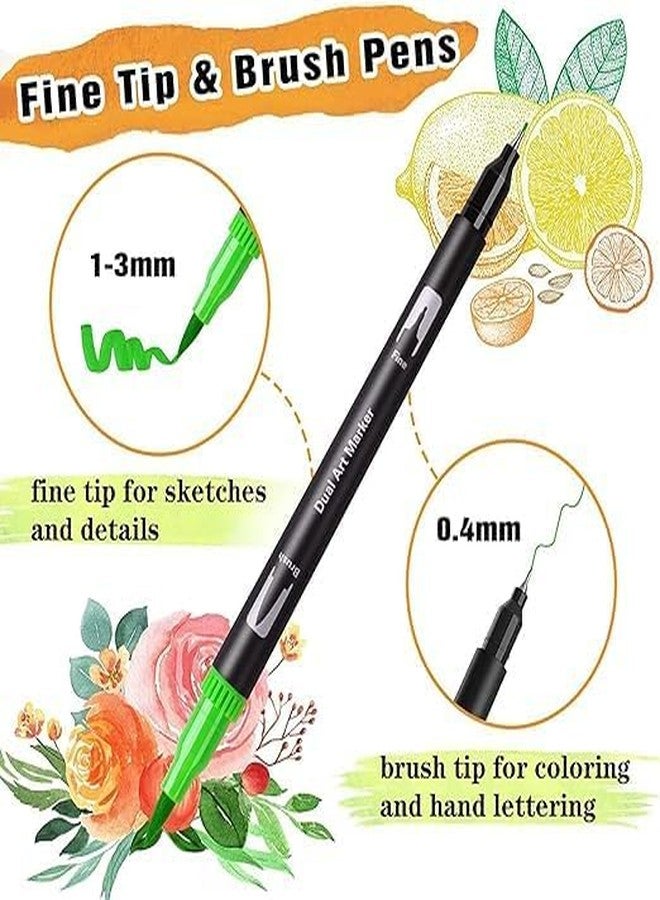 BOZLIN Premium Brush Pen Set Sketch Pen Set Drawing Pen Dual Tip Brush Pens Markers for Drawing Art Markers Set Fineliner Color Pens Water Based Marker for Calligraphy Drawing Sketching (36) - Image 3