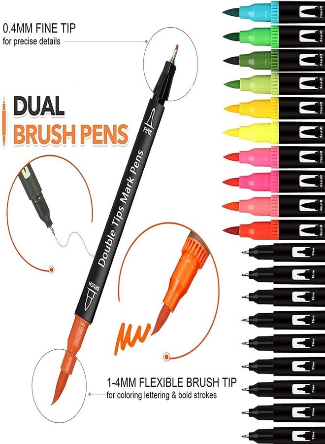 BOZLIN Premium Brush Pen Set Sketch Pen Set Drawing Pen Dual Tip Brush Pens Markers for Drawing Art Markers Set Fineliner Color Pens Water Based Marker for Calligraphy Drawing Sketching (36) - Image 2