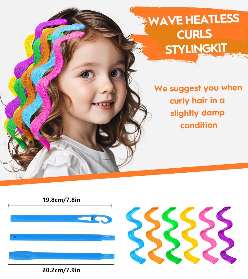 YEVYO 30 Pcs Heatless Hair Curlers Wave Curls Styling Kit with 2 Pcs Styling Hooks, No Heat Hair Curlers Heatless Wave Curlers for Women Girls Short Hair (6 Colors, 25 cm/9.84 inch) - Image 5