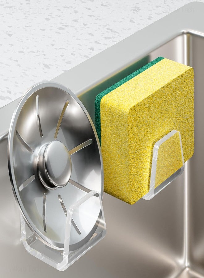 NiHome Acrylic Sponge Holder for Kitchen Sink, No-Drill Caddy, Clear - Image 2