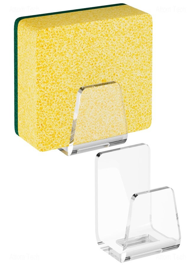 NiHome Acrylic Sponge Holder for Kitchen Sink, No-Drill Caddy, Clear - Image 1