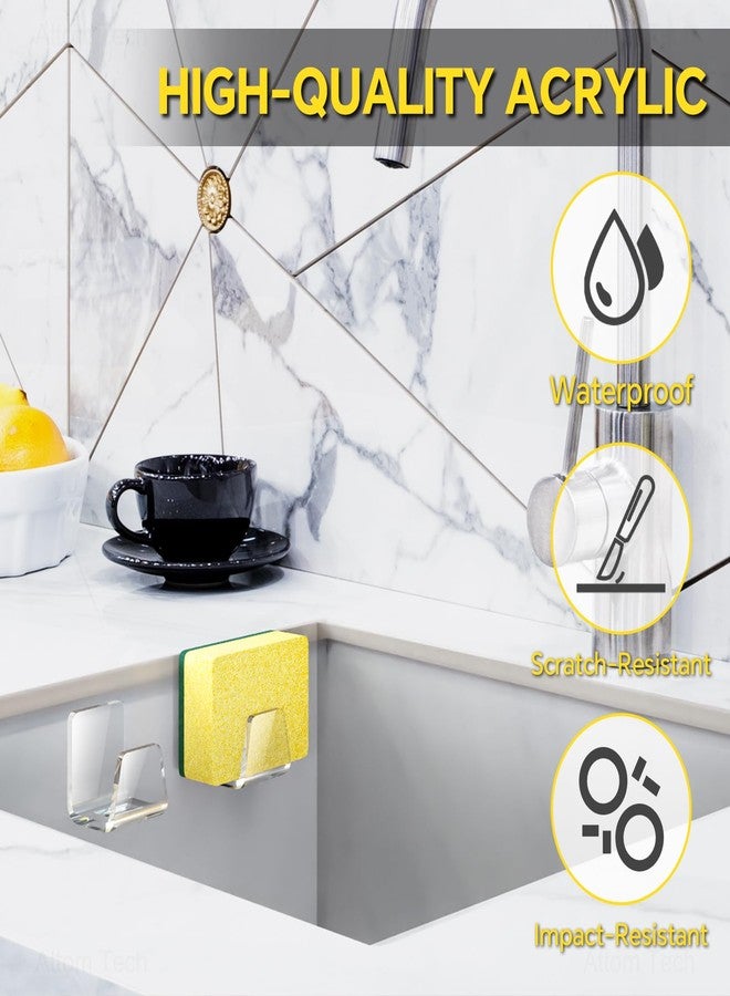 NiHome Acrylic Sponge Holder for Kitchen Sink, No-Drill Caddy, Clear - Image 3