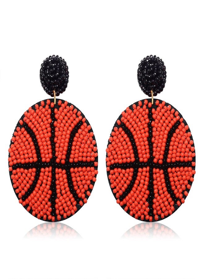 بودرير أقراط كرة سلة متدلية من بوديرير، أقراط كرة سلة مطرزة، أقراط فريق رياضي، مجوهرات رياضية، فكرة هدية، كرة سلة - Image 1