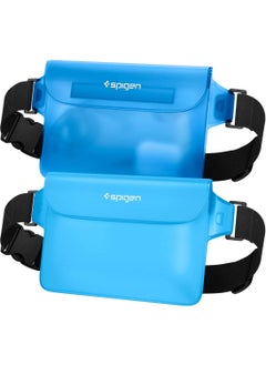 Spigen Aqua Shield Waterproof Pouch Bag A620 (2-Pack) Dry Bag with Adjustable Waist Strap for Beach Swimming Fishing Camping Canoeing Hiking Kayaking Paddle Boarding & Boating - Sea Blue [2 PACK]  - Image 1