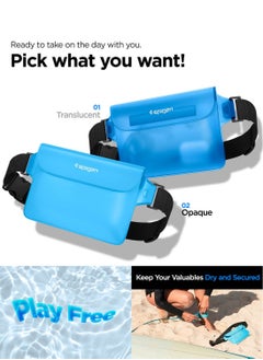 Spigen Aqua Shield Waterproof Pouch Bag A620 (2-Pack) Dry Bag with Adjustable Waist Strap for Beach Swimming Fishing Camping Canoeing Hiking Kayaking Paddle Boarding & Boating - Sea Blue [2 PACK]  - Image 2