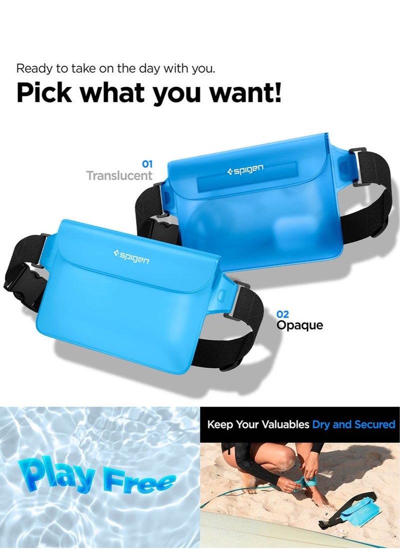 Spigen Aqua Shield Waterproof Pouch Bag A620 (2-Pack) Dry Bag with Adjustable Waist Strap for Beach Swimming Fishing Camping Canoeing Hiking Kayaking Paddle Boarding & Boating - Sea Blue [2 PACK]  - Image 2