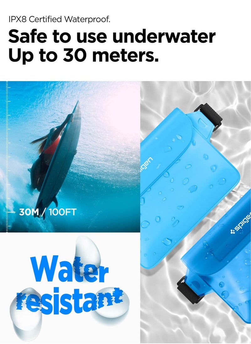 Spigen Aqua Shield Waterproof Pouch Bag A620 (2-Pack) Dry Bag with Adjustable Waist Strap for Beach Swimming Fishing Camping Canoeing Hiking Kayaking Paddle Boarding & Boating - Sea Blue [2 PACK]  - Image 3