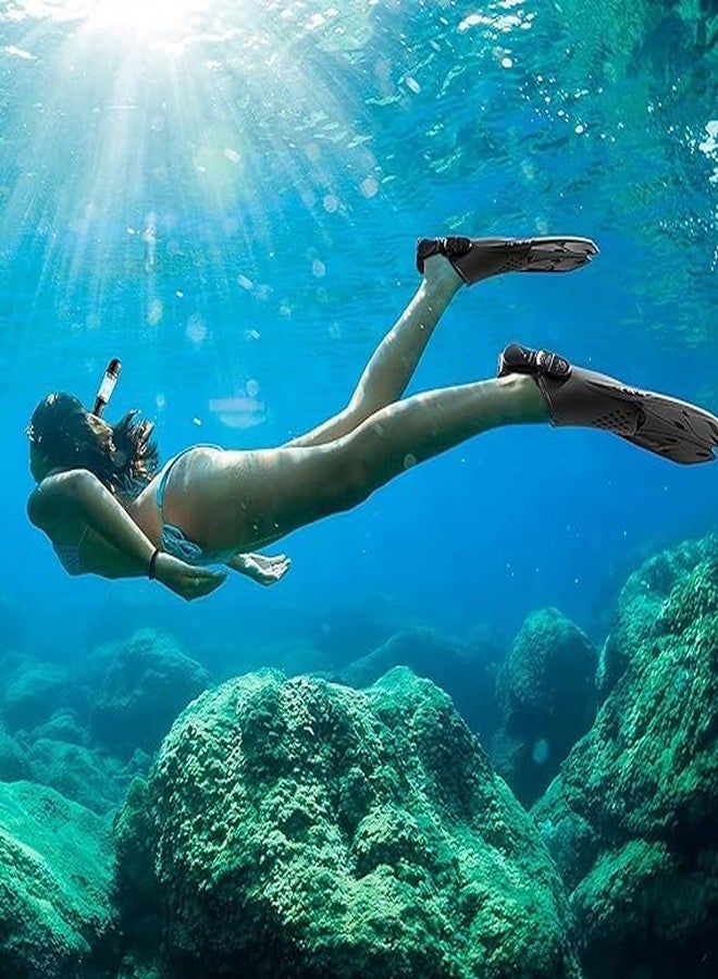 Olpad Mask Fins Snorkel Set Snorkeling Gear for Adults Kids, Swim Goggles Panoramic View Anti-Fog Anti-Leak, Dry Top Snorkel and Dive Flippers Kit for Diving Scuba Swimming Freediving - Image 5