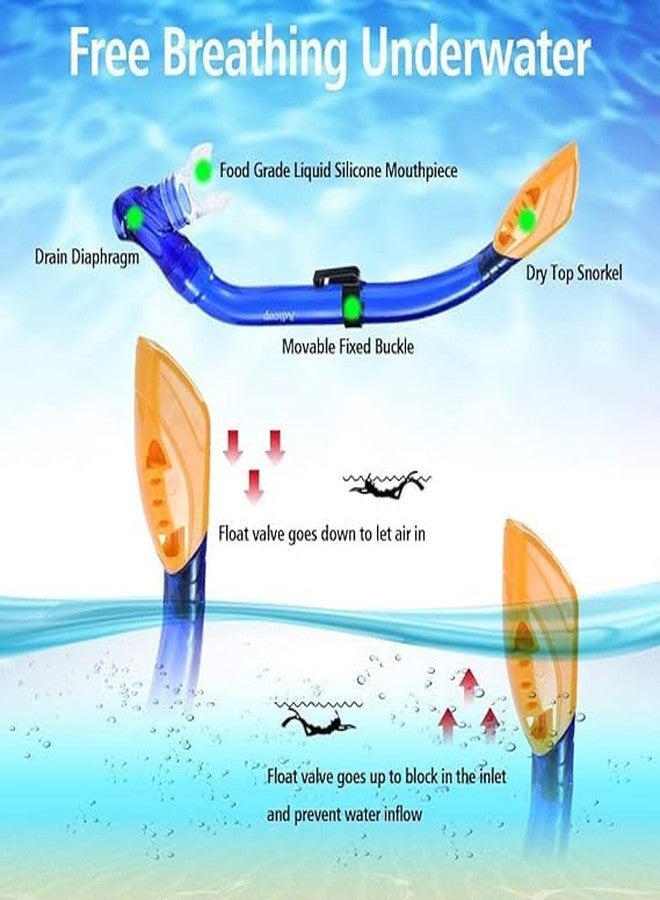 Olpad Mask Fins Snorkel Set Snorkeling Gear for Adults Kids, Swim Goggles Panoramic View Anti-Fog Anti-Leak, Dry Top Snorkel and Dive Flippers Kit for Diving Scuba Swimming Freediving - Image 4