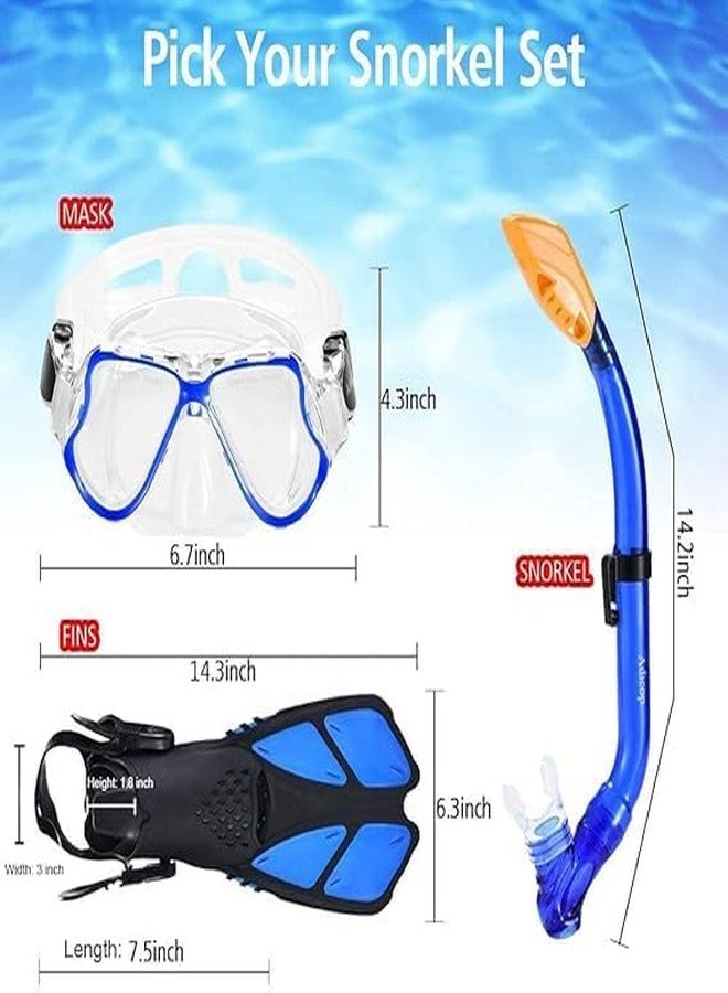 Olpad Mask Fins Snorkel Set Snorkeling Gear for Adults Kids, Swim Goggles Panoramic View Anti-Fog Anti-Leak, Dry Top Snorkel and Dive Flippers Kit for Diving Scuba Swimming Freediving - Image 3