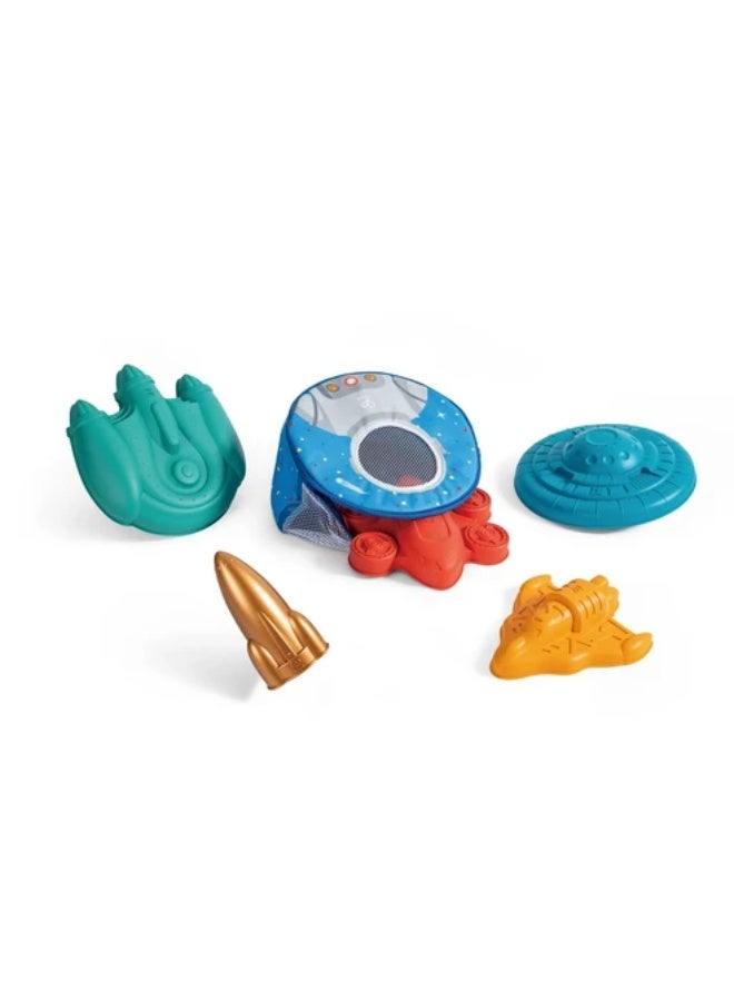 Hape Space Explorer Sand Ship Beach Toys, Kids Sand Toys, Outdoor Toys, Includes Waterproof Space-Themed Beach Backpack, Sandbox Toys, Sand Toys, UFO Rocket Ship 18months+