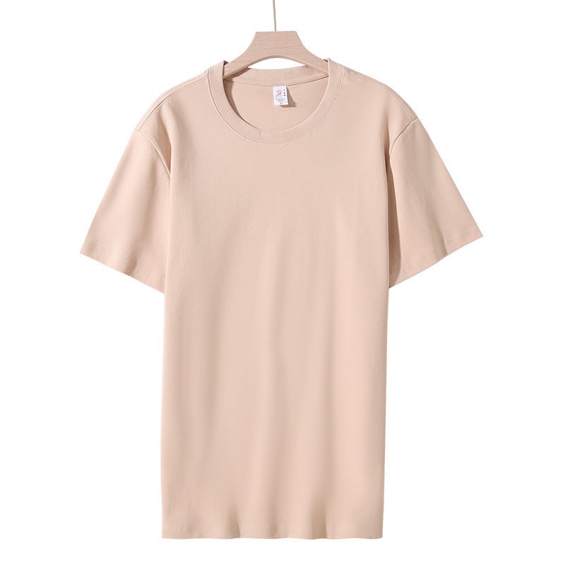 Live Broadcast Popular 240G 40 Long-Staple Cotton Short-Sleeved Work Clothes Printed Logo High Quality Boutique White Round Neck T-Shirt - Image 1