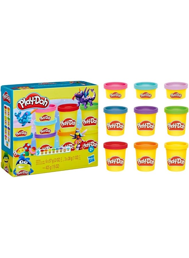 HASBRO - GAMING Bright Rainbow 9 Pack of Modeling Compound, 1- and 2-Ounce Cans, Arts and Crafts Toy for Kids 2 Years and Up, Non-Toxic - Image 1