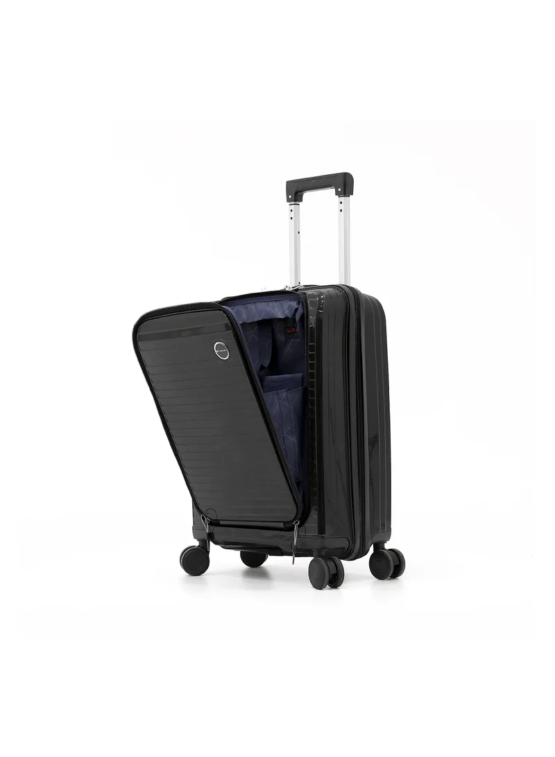 GIORDANO Unbreakable Hardshell PP Luggage Trolley Bag 20 inch Cabin Size With Double Spinner Wheels,Black