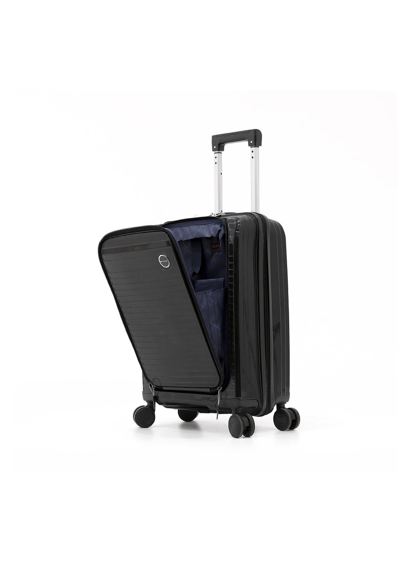 GIORDANO Unbreakable Hardshell PP Luggage Trolley Bag 20 inch Cabin Size With Double Spinner Wheels,Black  - Image 2
