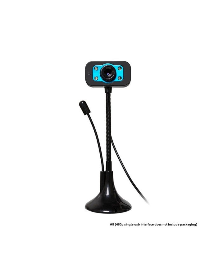 Computer Camera USB Video Teaching HD Online Class Live Conference Desktop Notebook Special Foreign Trade-Color:A8(480p Single USB Interface) Without Color Box  - Image 1