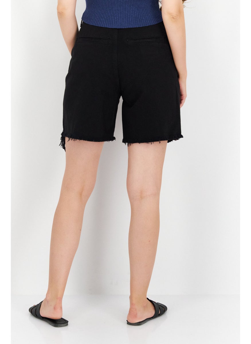 Earnest Sewn Women Washed Denim Short, Black  - Image 2