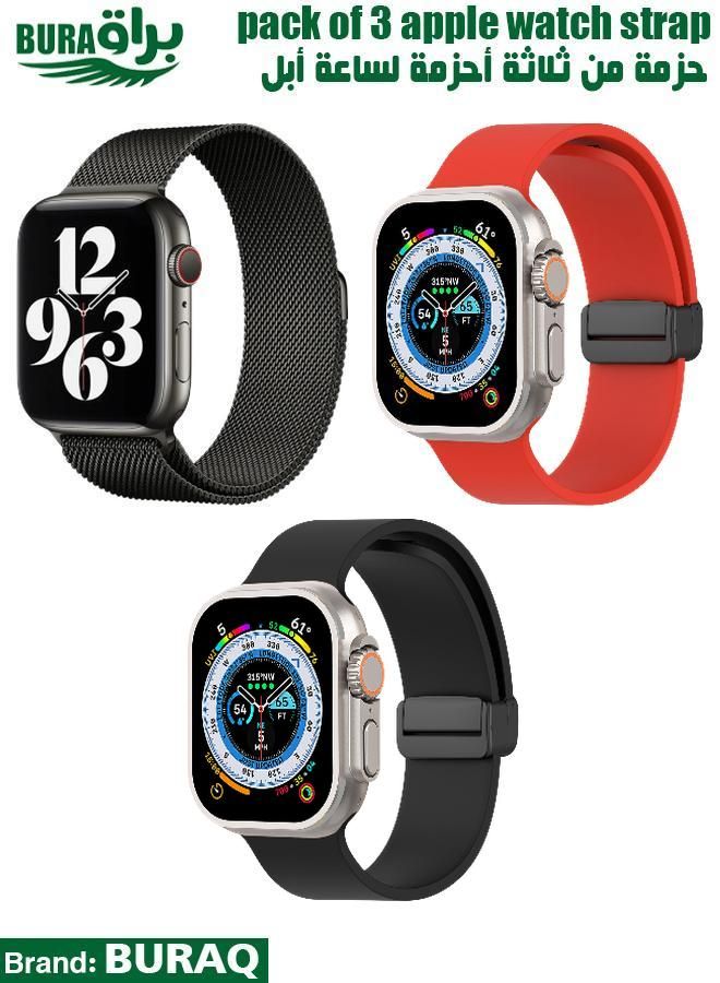 BURAQ Apple Watch Band Strap For Apple Watch Ultra 2/Ultra 49mm, Series 10 46mm, 9/8/7 45mm, SE2/SE/6/5/4 44mm, 3/2/1 42mm 