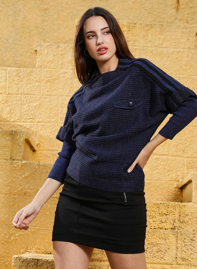 كامبوس سوترا كنزة نسائية بنقشة كلاب أزرق توتي مريحة للاستخدام اليومي بياقة دائرية وأكمام طويلة قابلة للارتداء