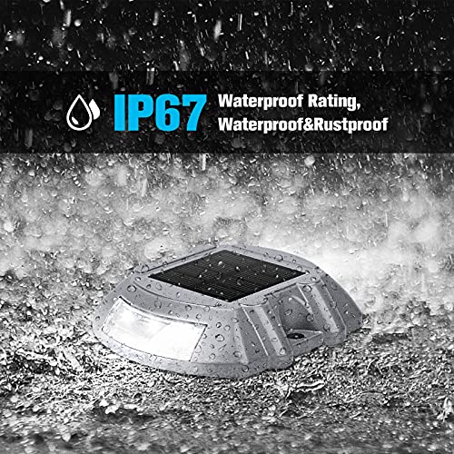 VOLISUN Solar Deck Lights Driveway Dock Lights, 12-Pack Led IP67 Waterproof Outdoor Warning Step Lights for Driveway Sidewalk Garden Pathway Yard(White) - Image 4