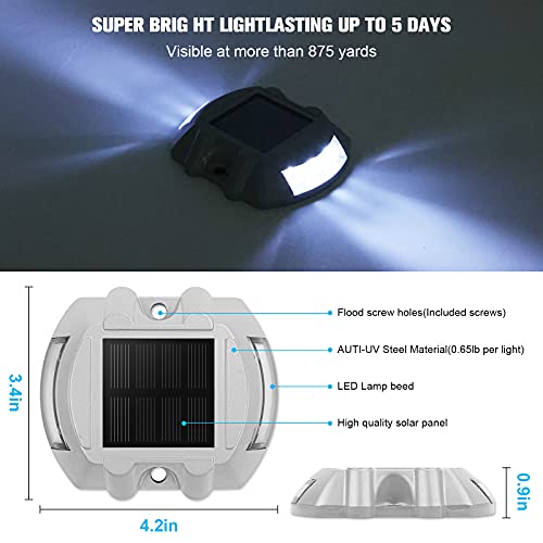 VOLISUN Solar Deck Lights Driveway Dock Lights, 12-Pack Led IP67 Waterproof Outdoor Warning Step Lights for Driveway Sidewalk Garden Pathway Yard(White) - Image 2