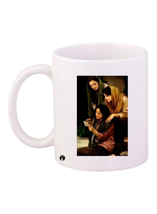 RYN Girls Printed Coffee Mug White/Black/Brown 11ounce