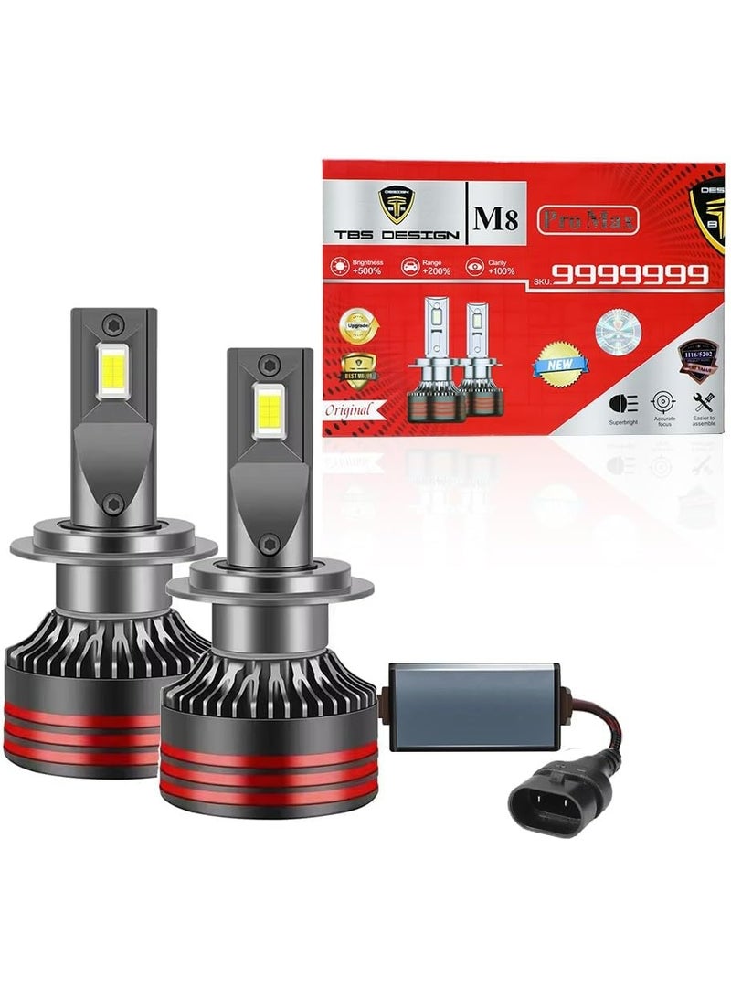 مصابيح أمامية M8 PRO LED، 150 واط 15000 لومن، أكثر سطوعًا بنسبة 500%، طقم تحويل LED أبيض 6000 كلفن مع تقنية تبريد VC من الجيل الثاني، جاهز لـ Canbus، بديل للهالوجين، عبوة من 2 (H11)