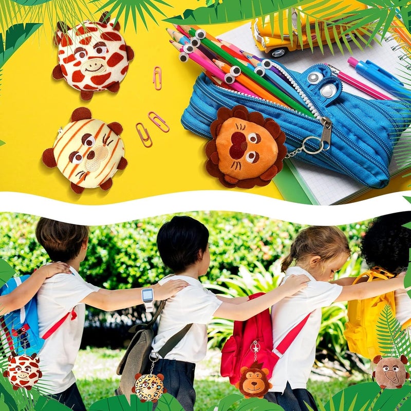 Luckam 12 Pcs Mini Safari Stuffed Animal, 4.7 Inch Small Jungle Wild Animals Plush with Keychain for Animal Themed Parties Teacher Student Award - Image 4