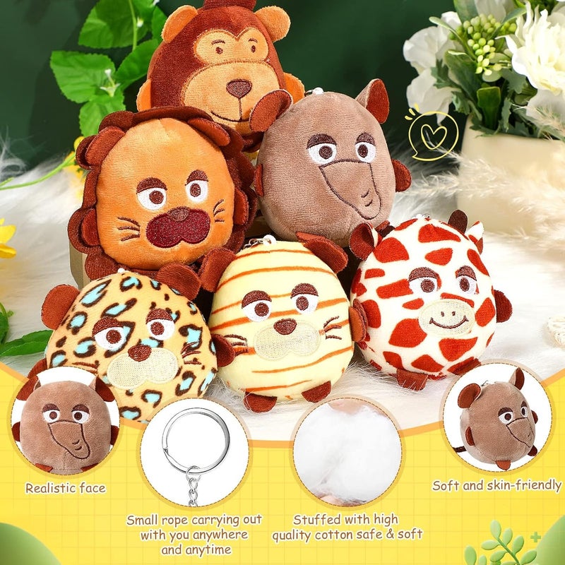 Luckam 12 Pcs Mini Safari Stuffed Animal, 4.7 Inch Small Jungle Wild Animals Plush with Keychain for Animal Themed Parties Teacher Student Award - Image 5