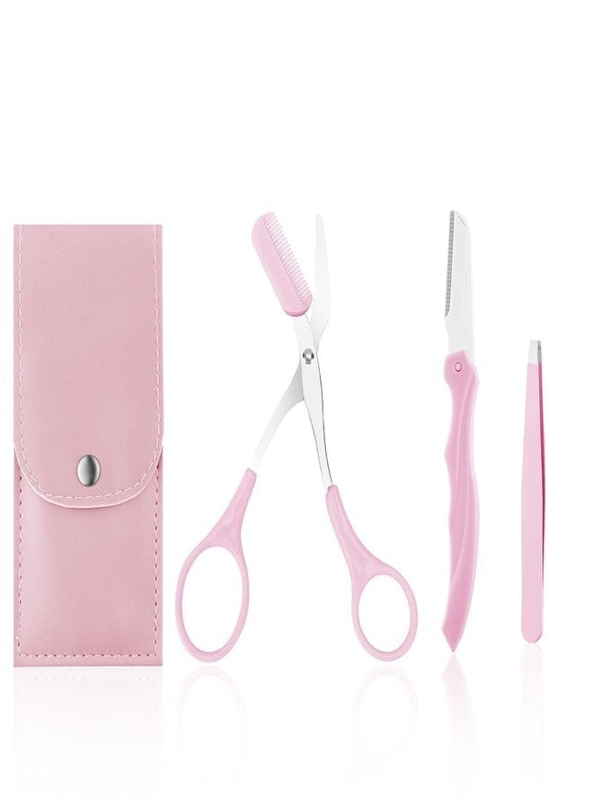 TERXA 3 In 1 Professional Eyebrow Grooming Kit With Leather Case | Eyebrow Razor | Eyebrow Scissor Comb | Tweezer | For Instant & Painless Hair Removal At Home (Set of 1,Multicolor) - Image 4