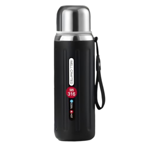 SOLDTRUE Premium Stainless Steel Insulated 600ml. Water Bottle | Double Wall Vacuum Flask with Anti-Slip Base & Food Grade Lid | Hot & Cold Leak-Proof Travel Bottle (Black) - Image 1