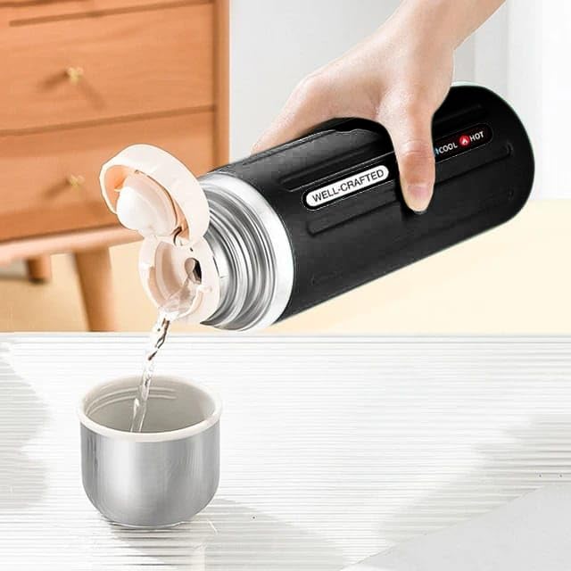 SOLDTRUE Premium Stainless Steel Insulated 600ml. Water Bottle | Double Wall Vacuum Flask with Anti-Slip Base & Food Grade Lid | Hot & Cold Leak-Proof Travel Bottle (Black) - Image 2