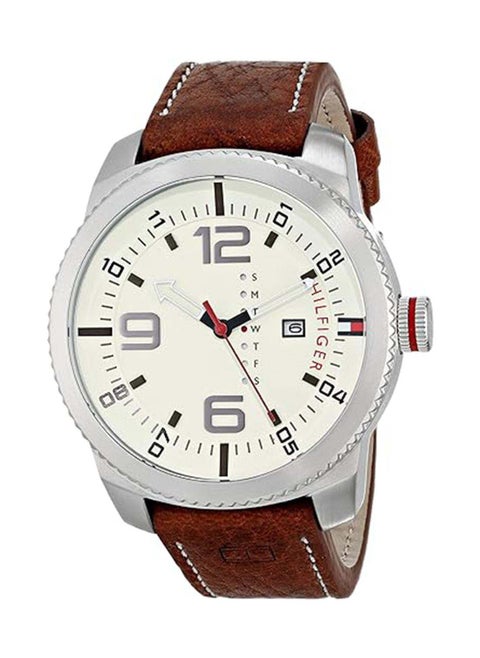 Men's Analog Round Shape Leather Wrist Watch 1791013 - 50 Mm