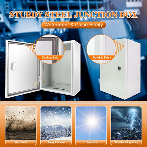 Kinchoix Outdoor Electrical Box 16 x 12 x 8'' NEMA 4X Enclosure Waterproof Steel Box Electrical Lockable Junction Box Outdoor Electrical Enclosure 16'' - Image 3