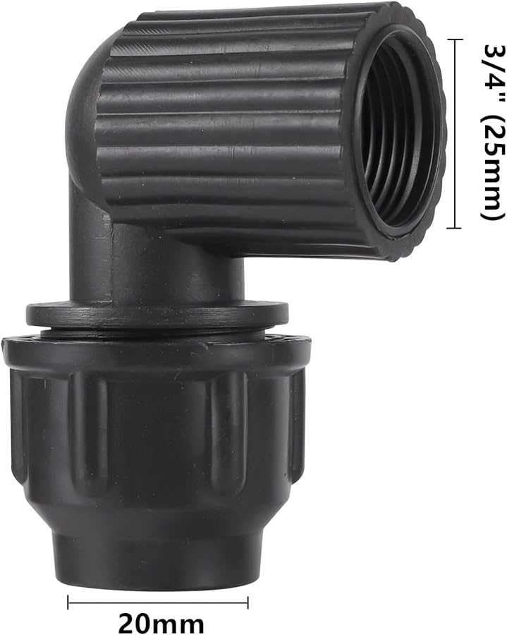 Black PE Pipe Fittings 1 2 3 4 1 Inch Female Male Thread To 20 25 32mm 90 Degree Reducing Elbow Water Connector - Image 3