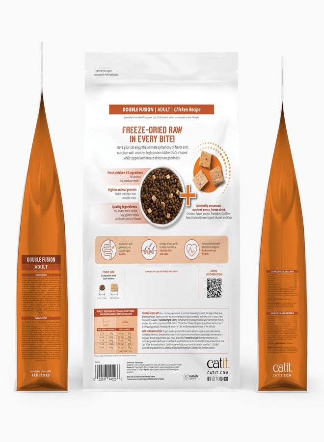 Catit Recipes Double Fusion Adult Cat Food - Chicken Recipe, High-Protein, Freeze-Dried Raw Toppings, No by-Products, Minimally Processed for Optimal Nutrition, 4 lb - Image 2