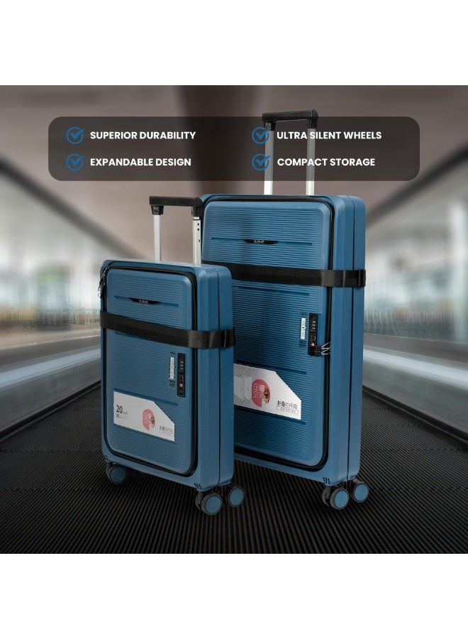 Collapsible & Foldable Hardcase Cabin Plastic Suitcase for Travel for Men's & Women's | Travel Trolley Bag| 8 Wheels | TSA Lock | Easy-to-Store (Dark Blue, 26 Inch) - Image 3
