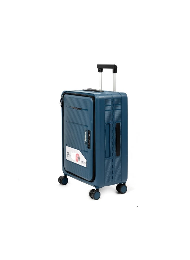 Collapsible & Foldable Hardcase Cabin Plastic Suitcase for Travel for Men's & Women's | Travel Trolley Bag| 8 Wheels | TSA Lock | Easy-to-Store (Dark Blue, 26 Inch) - Image 2