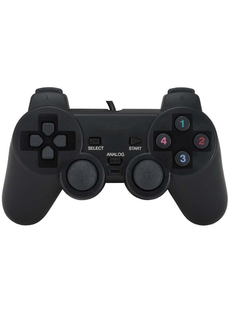 وحدة تحكم ألعاب سلكية من HOCK لجهاز PlayStation والكمبيوتر الشخصي، تصميم مريح، أزرار سريعة الاستجابة، هيكل متين، أسود، مثالية لتجربة لعب غامرة - Image 1