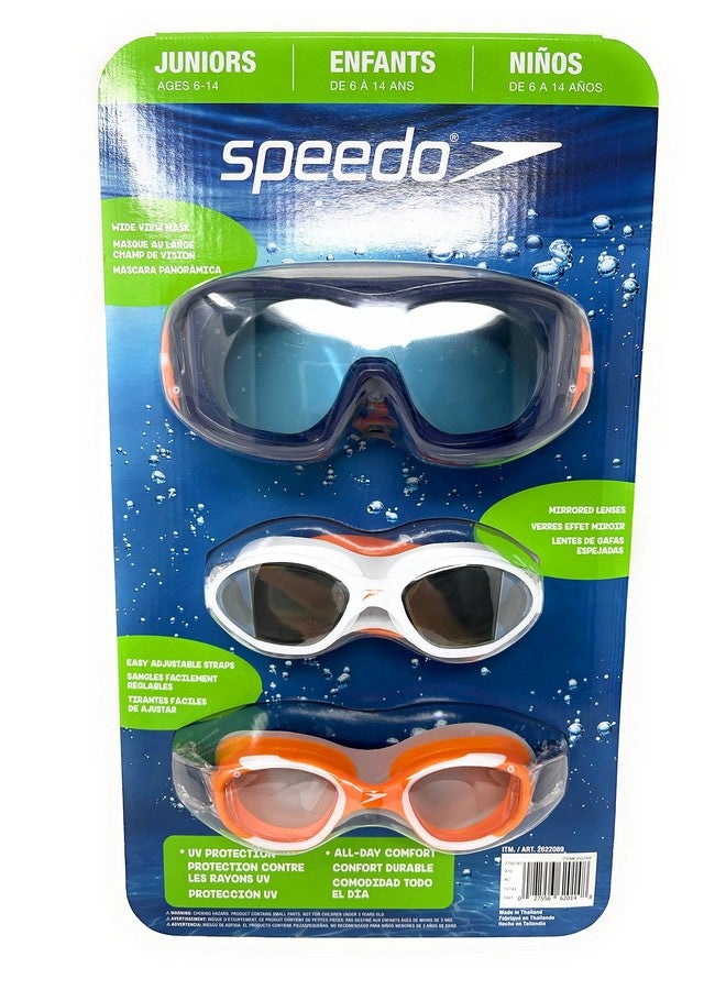 speedo نظارات سباحة جونيور عبوة من 3 قطع، متعددة الألوان والأشكال  - Image 1