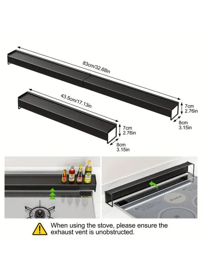 Retractable Black Heat Resistant Stove Storage Shelf With Exhaust Bracket - Image 3